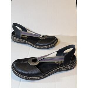 Rieker Sandals Womens 38/7 Daisy Slip On Black Comfort Closed Toe Low Top Flats